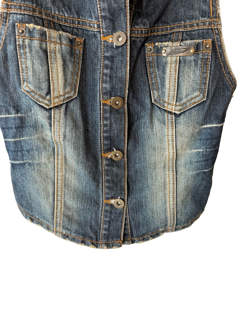 Days of Freedom Distressed Dark Denim Vest Size XS or XXS Y2K Festival Boho - Picture 13 of 13